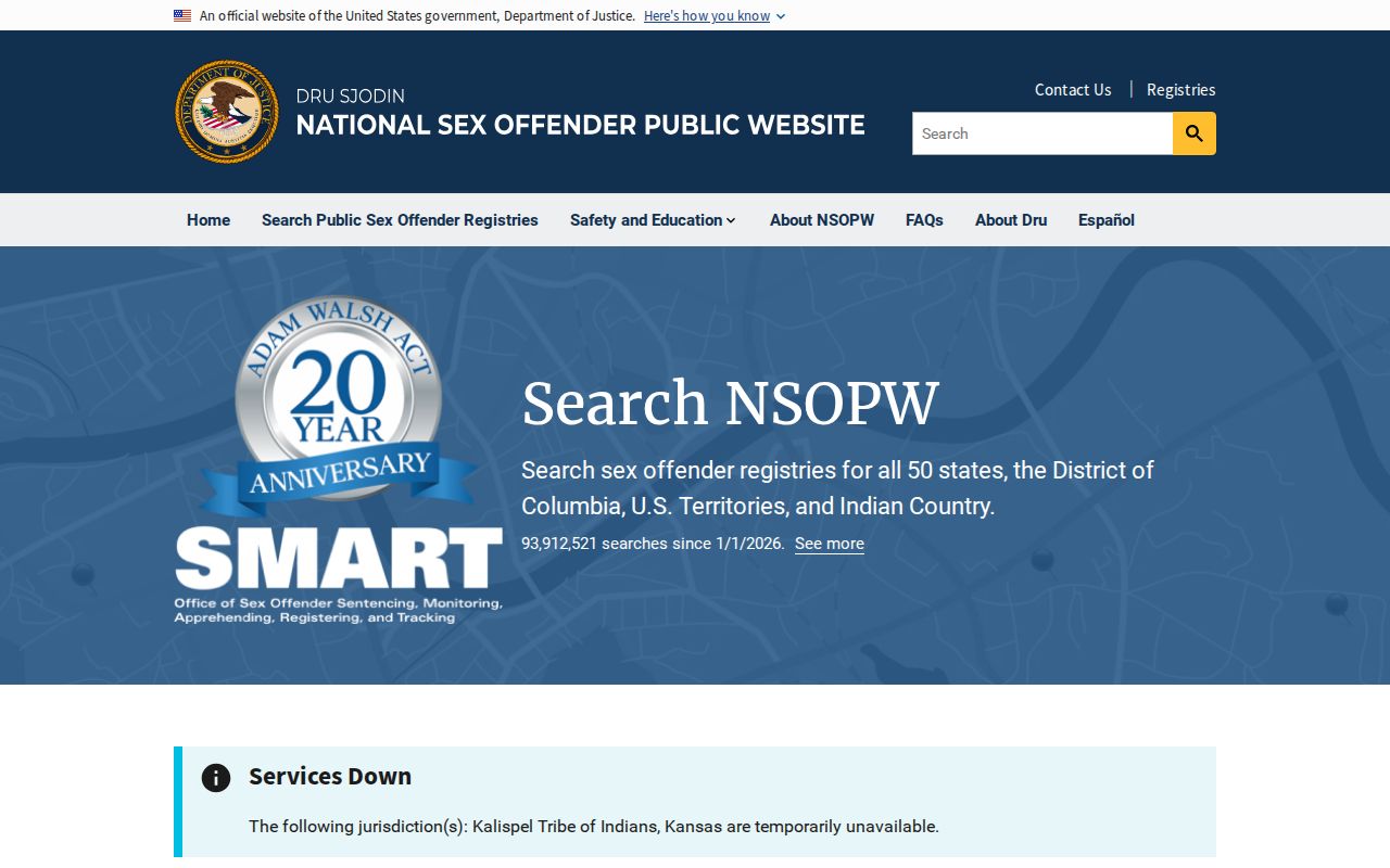 Johnson County sex offender search through the national public website