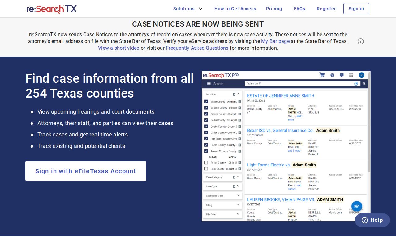 Johnson County criminal court record access through re SearchTX